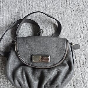 Gray Leather Shoulder Bag